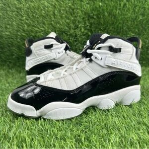 Air Jordan 6 Rings - white with black patent  leather .